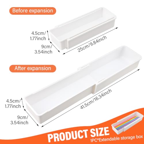 Frandilo Expandable Straw Organizer Drawer - White, Adjustable Length
