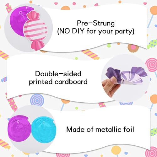 BEISHIDA 30-Piece Candyland Hanging Swirl Decorations - Candyland 2 Design