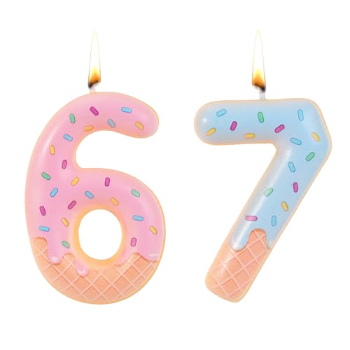 Ice Cream Donut Birthday Candles Set - Numbers 6 & 7
