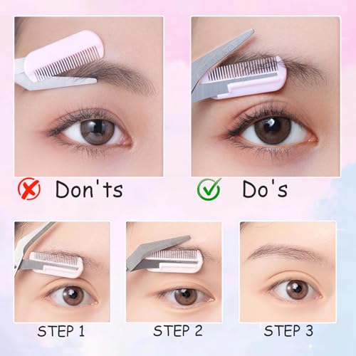 2Pcs Eyebrow Trimmer Scissors with Detachable Comb Safe Grooming Tool