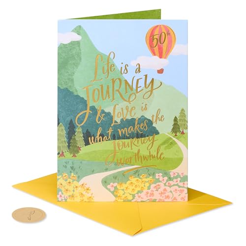 Papyrus 50th Anniversary Pop-Up Card, Hot Air Balloon 3D Greeting Card