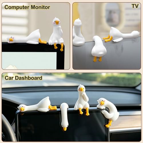 Mini Resin Goose Figurines - 4-Pack Desk Decor for Office & Home