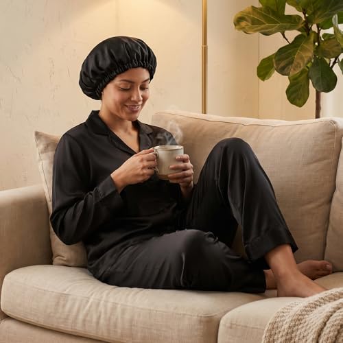 RAHHLIZS 2-in-1 Satin Sleep Bonnet & Adjustable Wrap Cap - 2 Pack