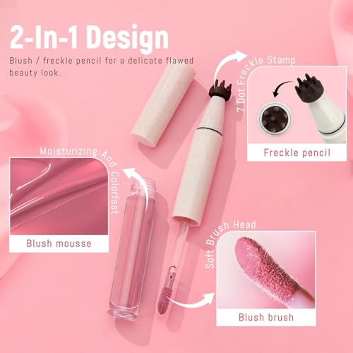 HOSAILY 2-in-1 Freckle Stamp and Liquid Blush Pen Waterproof Sunkissed Makeup
