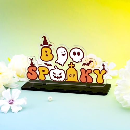 VIESUJI Ghost Acrylic Sign Halloween Decor & Boo Basket Stuffer
