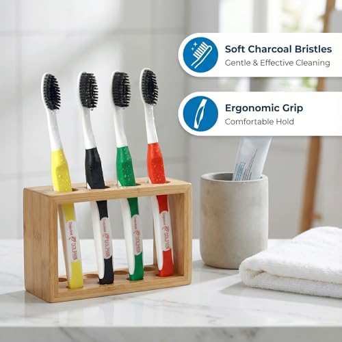 DUJINDENT Charcoal Infused Extra Soft Toothbrush with Ultra Fine Bristles