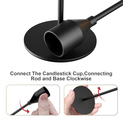 Black Taper Candle Holders Set of 54 - 8.7, 10.7 & 12.7 Inch Bulk Decor