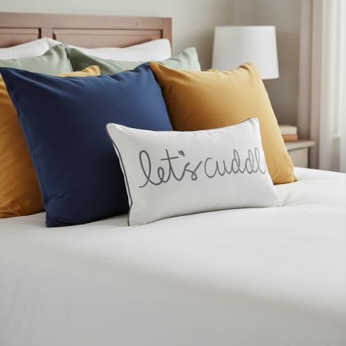 Let's Cuddle Decorative Lumbar Pillow Cover - 12x20 Inches Cotton