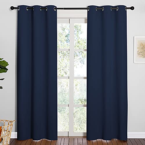 NICETOWN Navy Blackout Curtains - 42" x 84" Energy Saving Drapes