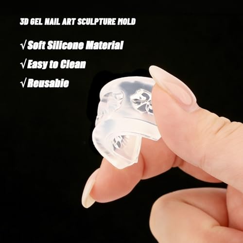 LUSTRIB 7 Pcs 3D Silicone Nail Molds for Acrylic & Gel Nail Art