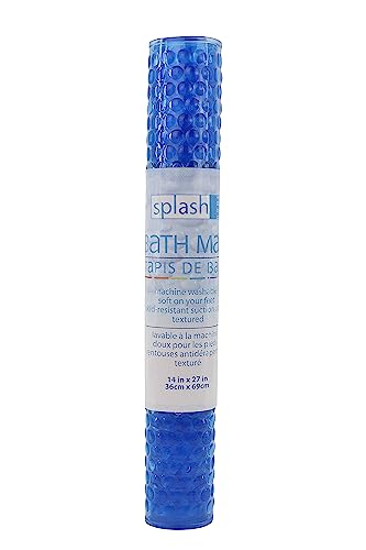 Splash Home Non-Slip Bathtub Mat, 27" x 14", Blue - Durable PVC with 112 Suction Cups