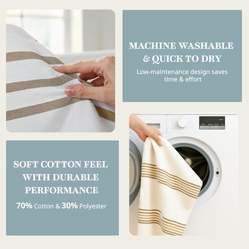 LANE LINEN 2-in-1 Waffle Weave Shower Curtain - Waterproof, 72x72 - Beige