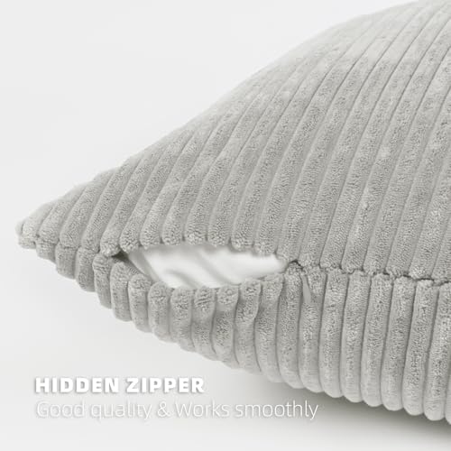 Set of 4 Corduroy Throw Pillow Covers 16x16 - Soft Boho Striped Decor