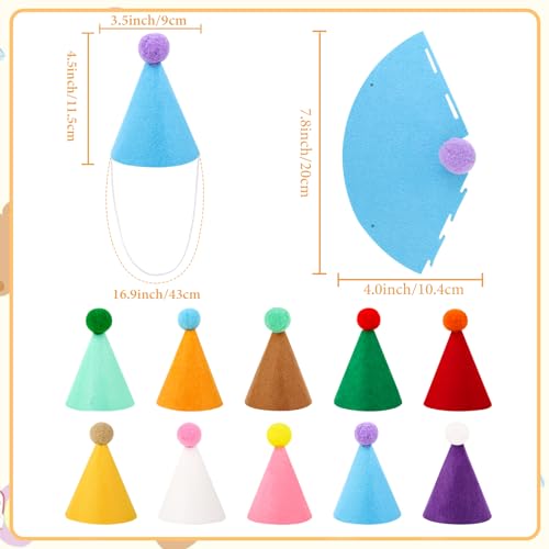 10 Pcs Colorful Mini Party Hats for Stuffed Animals and Pets