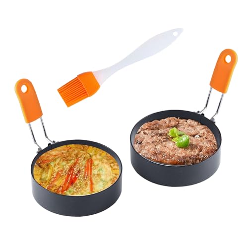 Large Egg Ring Set with Oil Brush - 3.5 Inch, 2 PCS Egg Molds