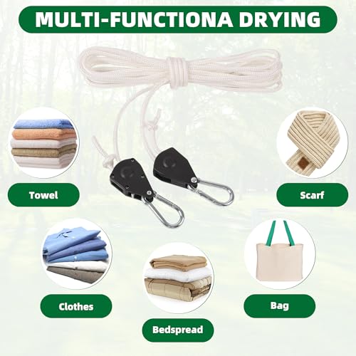 Hetjosee Retractable Travel Clothesline 16.5FT for Camping & Indoor Use