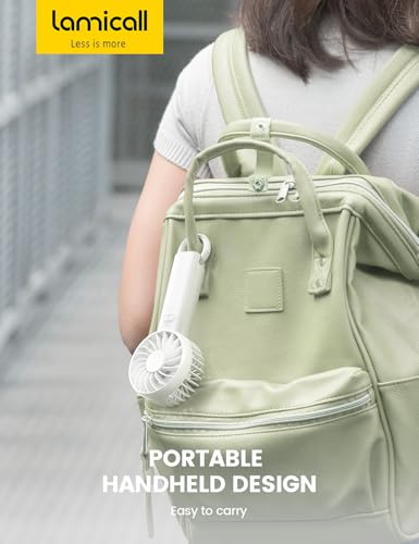 Lamicall Mini Portable Fan - 3 Speed Handheld USB Rechargeable Fan for Travel & Office