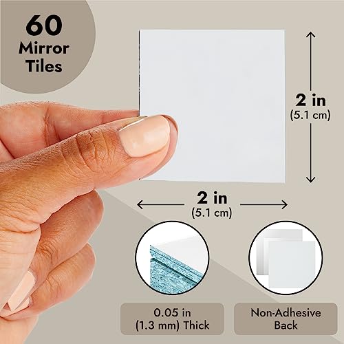 60-Pack 2-Inch Square Mirror Tiles for DIY Crafts & Decor