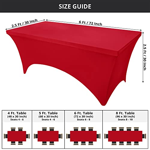 Utopia Kitchen 6ft Spandex Rectangular Table Cloth - Red Stretch Cover
