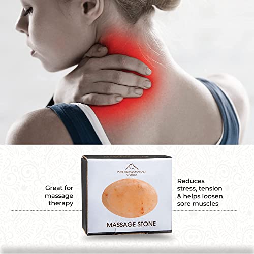 Pink Himalayan Salt Massage Stone - Hand-Carved Flat Oval Spa Tool