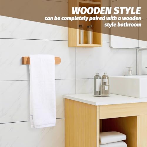 Maveite 8-Inch Bamboo Towel Bar - Self-Adhesive Wall Mounted Towel Rack