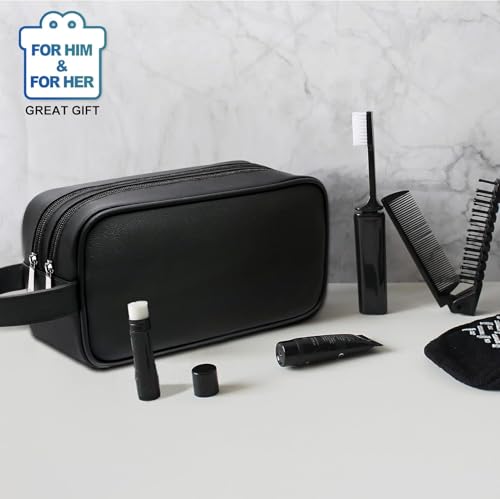 PU Leather Travel Toiletry Bag & Makeup Organizer, Black