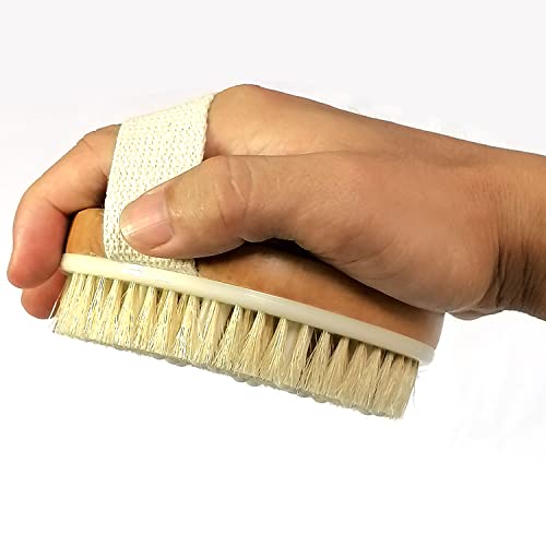 Natural Bristle Dry Body Brush for Exfoliation and Lymphatic Drainage