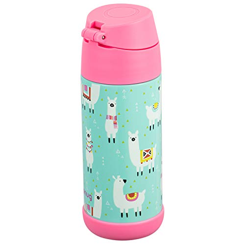 Snug Kids Water Bottle with Straw & Spout - 12oz Llamas, Insulated Stainless Steel