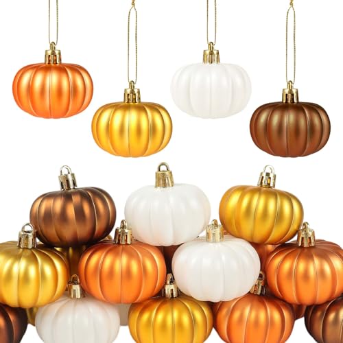 Multi Color Fall Pumpkin Tree Ornaments 12 Pcs Mini Hanging Pumpkin Balls