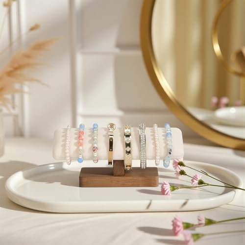 KUKUVR Wooden Jewelry Display Stand - T-Bar Organizer for Bracelets & Watches