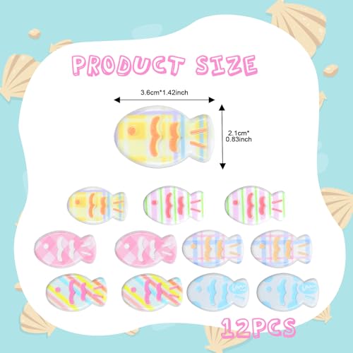 HJZHII 12PCS Small Plaid Fish Hair Clips Colorful Mini Resin Duckbill Barrettes