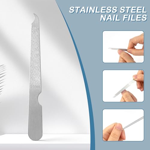 BlingKingdom 3 PCS Stainless Steel Nail Files Metal Double-Sided