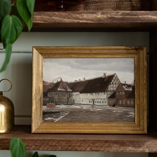 Vintage Winter Village Canvas Wall Art Rustic Farmhouse Print 8x10