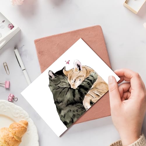 Cute Cat Cuddling Valentine's Day Card for Him/Her