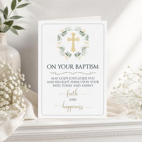 Elegant 5x7 Baptism Card with Envelope | Christian Blessing