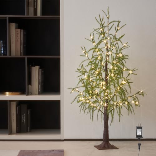 Lighted Christmas Norfolk Pine Tree 4FT with 180 LED Fairy Lights - 3ft 11in