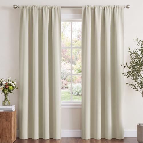 NICETOWN Thermal Insulated Blackout Curtains - 42" x 84" (Bone White, 2 Panels)