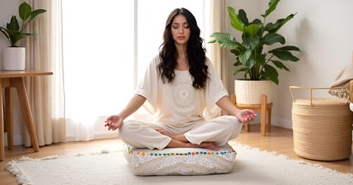 Mandala Floor Pillow Cover 16" – Cotton Meditation Cushion