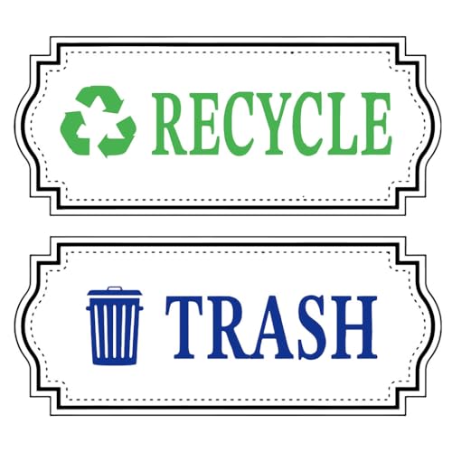 Glow in the Dark Trash & Recycle Stickers - Vinyl Labels for Bins