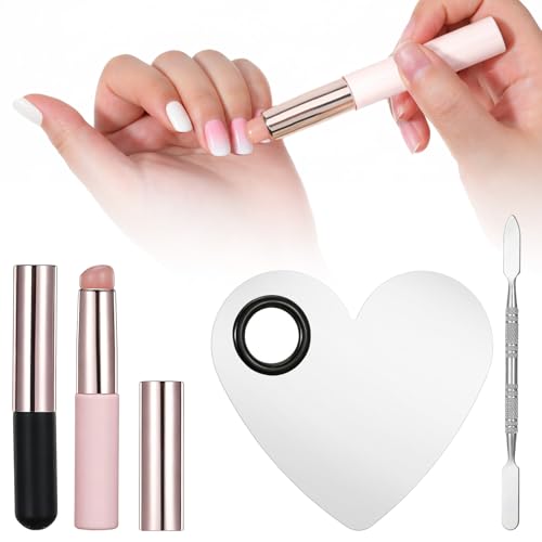 ElevateTech Silicone Ombre Nail Brush 4-Piece Chrome Powder Applicator Set