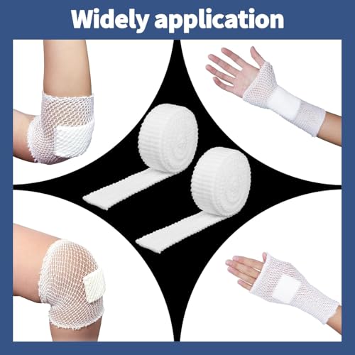 2 Rolls Tubular Bandage, 2.3 Inch Elastic Net Bandages, Wound Dressing Elastic Mesh Net, Tubular Gauze for Arm Wounds Without The Use of Adhesive Tape
