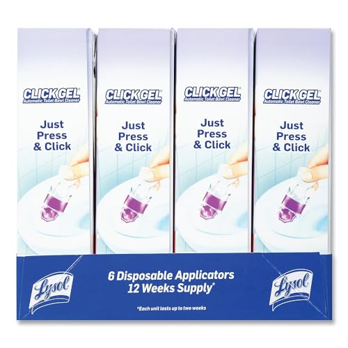 Lysol Click Gel Toilet Bowl Cleaner Lavender 6 Count - Automatic, Long-Lasting Freshness, Touch-Free Application