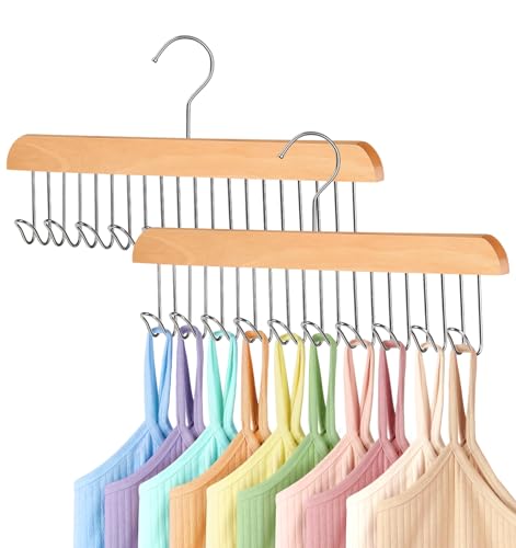 Fitnice Wood Bra Hanger Organizer, 2 Pack Space Saving Tank Top Hangers