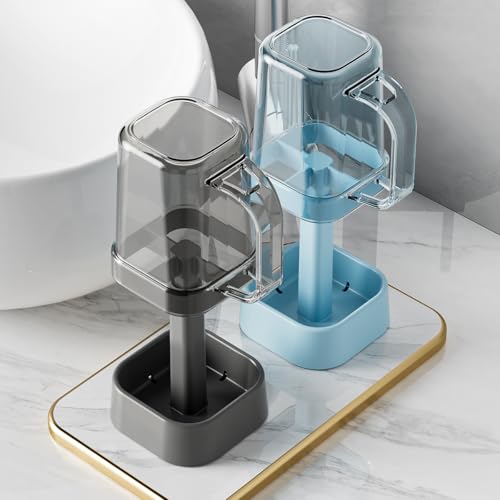 Eco-Friendly Bathroom Toothbrush Holder with Mouthwash Cup - Black