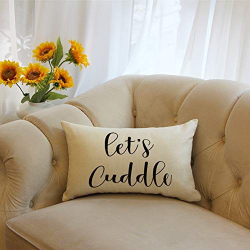 Let's Cuddle Quotes Farmhouse Pillow Covers 12" x 20" Cushion