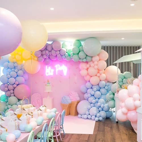 PartyWoo 101pcs Pastel Balloons - 12 Inch Rainbow Balloons for All Occasions