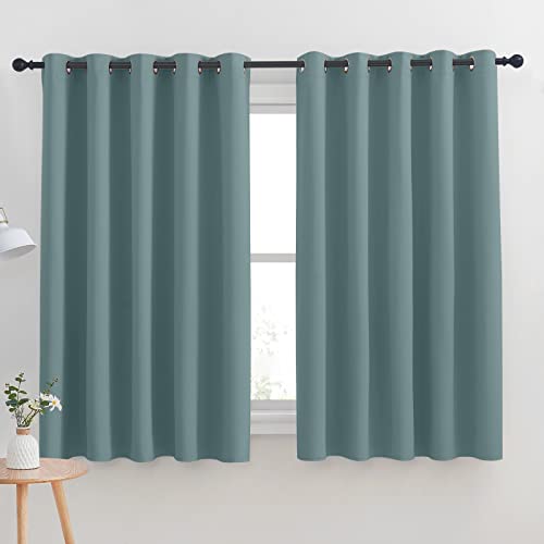NICETOWN Thermal Insulated Blackout Curtains - Greyish Blue, 70x63" (Set of 2)