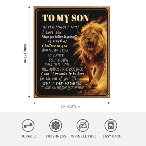 Adult Son Gift Blanket from Mom Dad 50x60 Black - Birthday, Graduation, Holiday