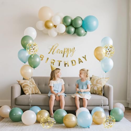Pricl Blue and Green Balloon Garland Kit 65 Pcs Confetti Balloons