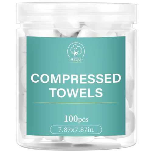 100 PCS Compressed Towels Disposable Washcloths Compressed Towel tablets Portable Compressed paper Towels Thicken the Towel Suitable for Outdoor Camping at home